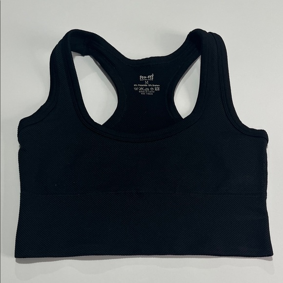 PROFIT Racerback Ribbed Textured Black Sports Bra - Picture 1 of 3